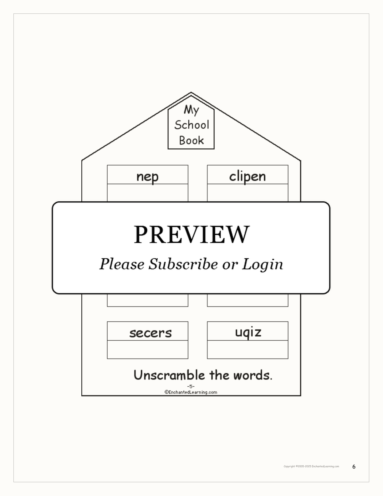 My School Book interactive printout page 6