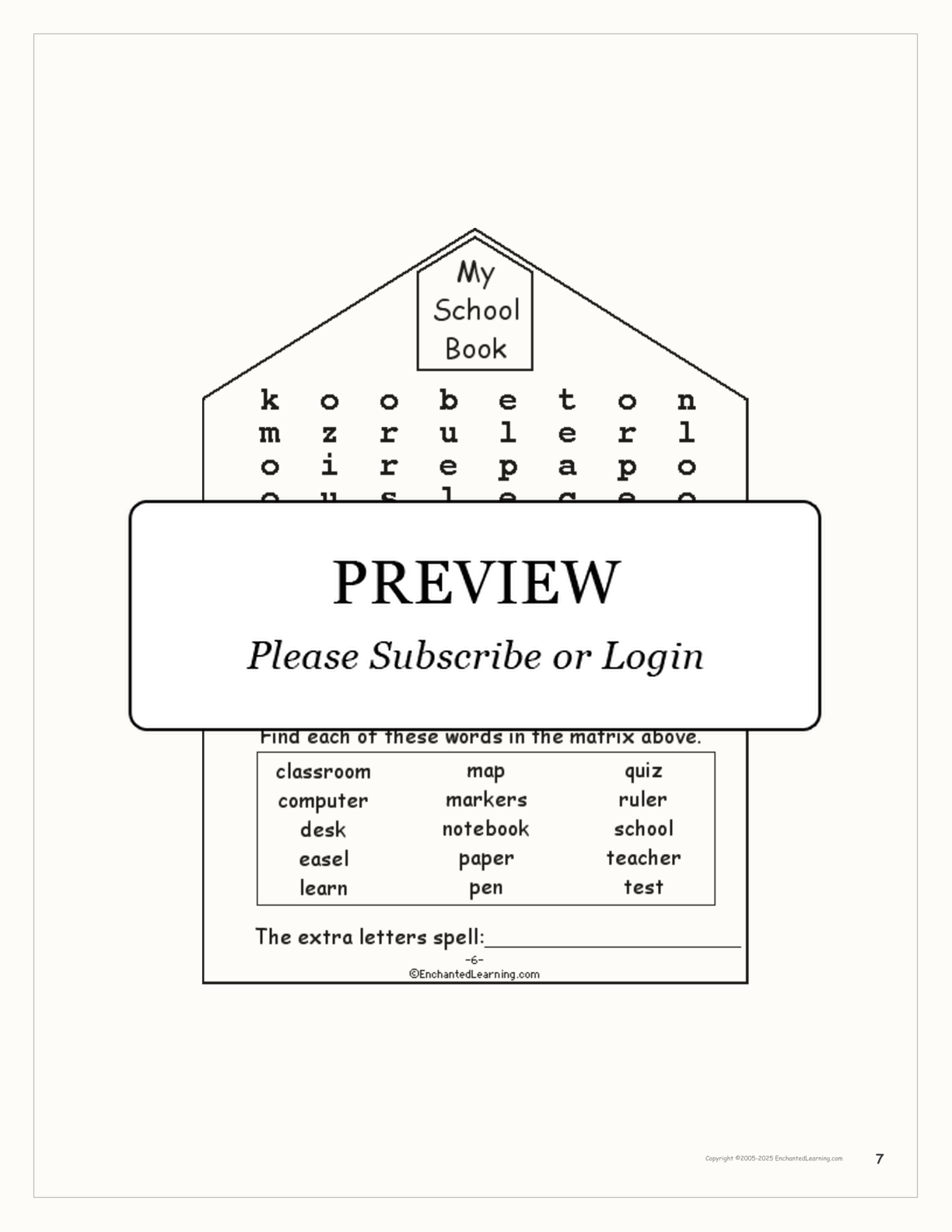 My School Book interactive printout page 7