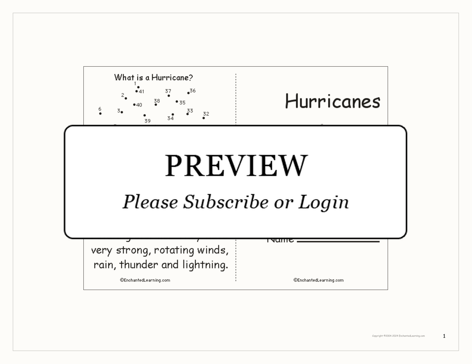 Hurricane Book (simple) interactive printout page 1