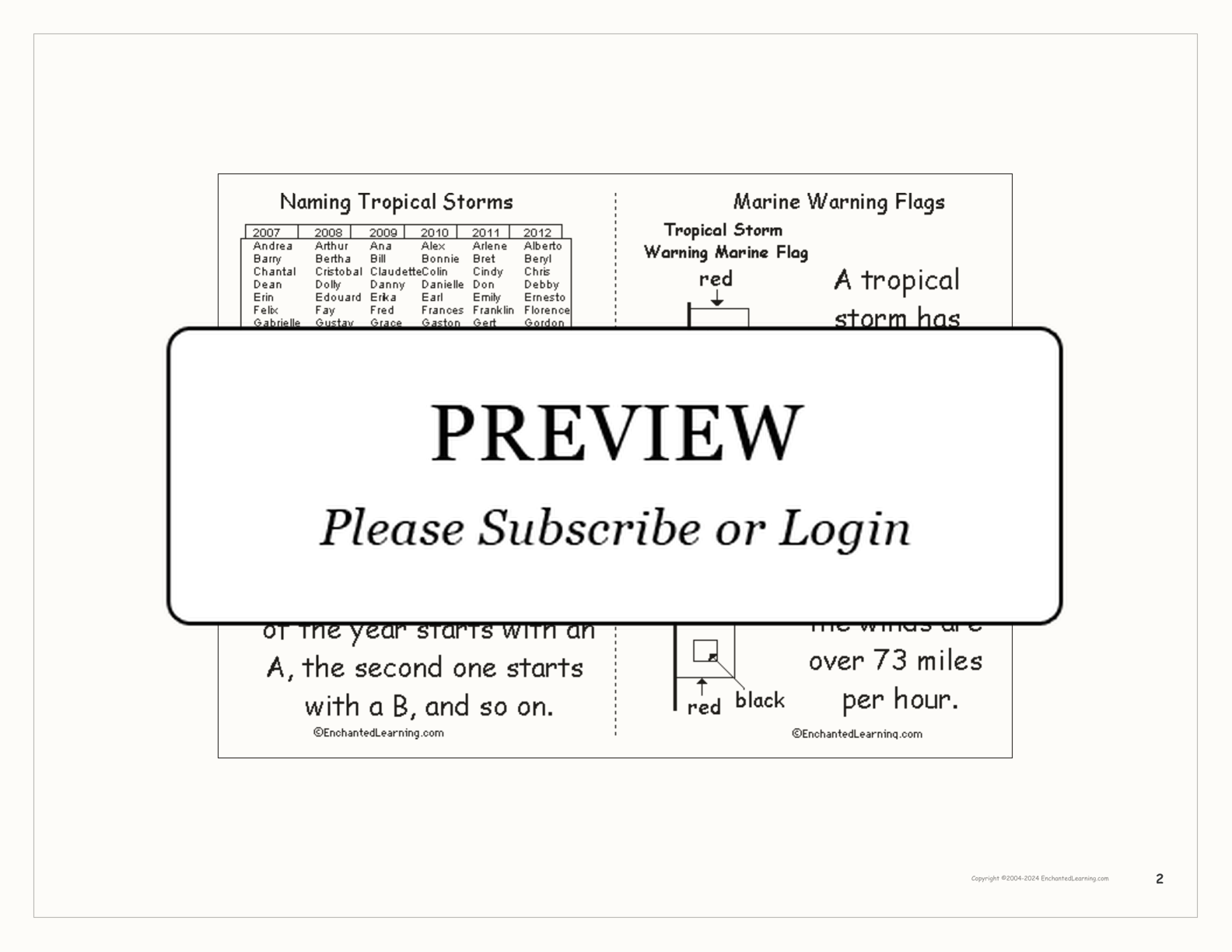 Hurricane Book (simple) interactive printout page 2