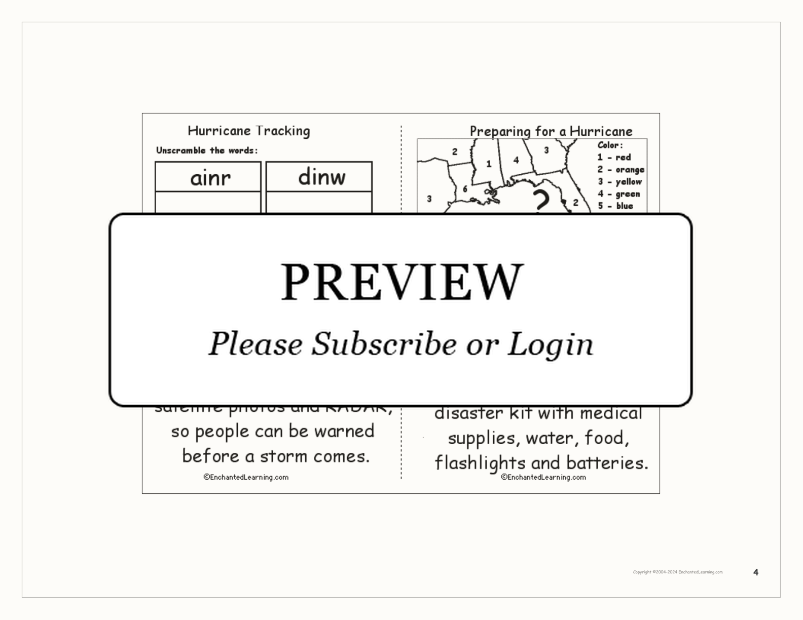 Hurricane Book (simple) interactive printout page 4