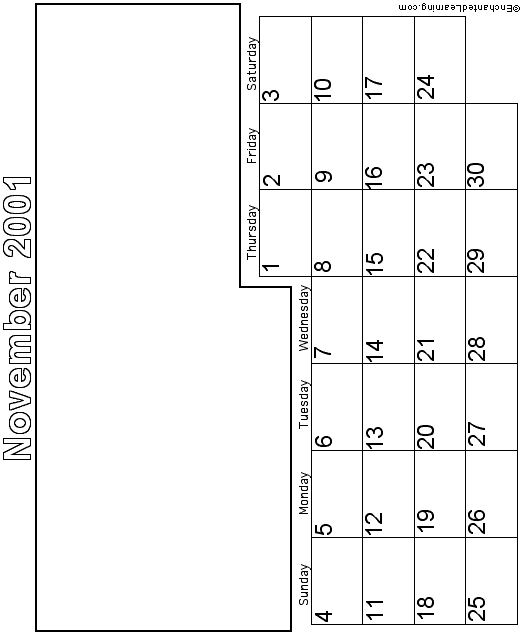 November Calendar 2001: EnchantedLearning com