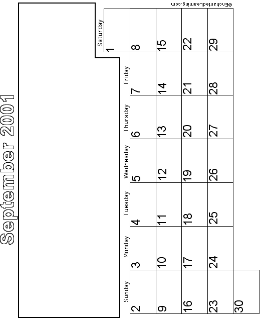 September Calendar 2001: EnchantedLearning com