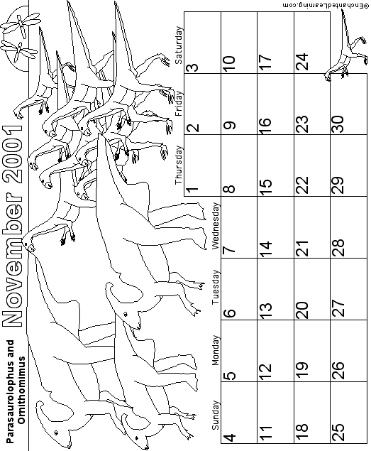 November Calendar 2001: CoolDinos com