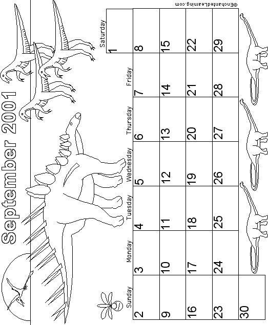 September Calendar 2001: CoolDinos com