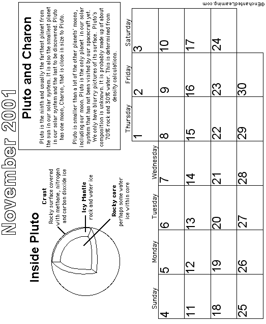 November Calendar 2001: EnchantedLearning com