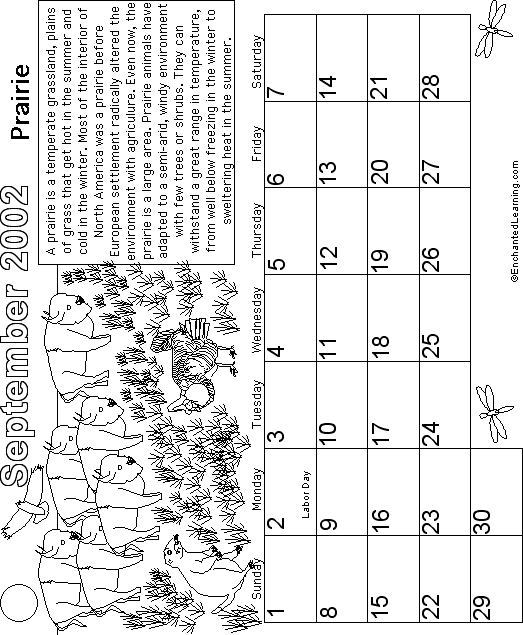 September Biomes Calendar 2002: EnchantedLearning com