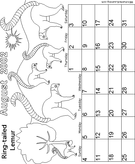 August Calendar 2002: EnchantedLearning.com