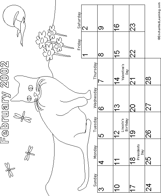 February Calendar 2002: EnchantedLearning com