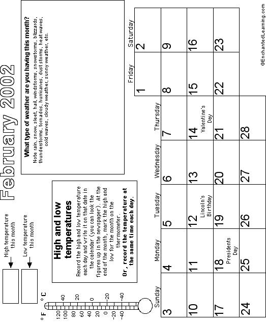 Search result: 'February Calendar 2002 -Weather'