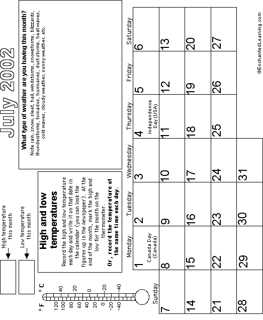 Search result: 'July Calendar 2002 -Weather'