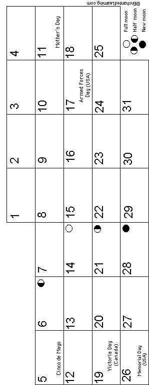 May Spanish Calendar 2014 (European Layout): EnchantedLearning com