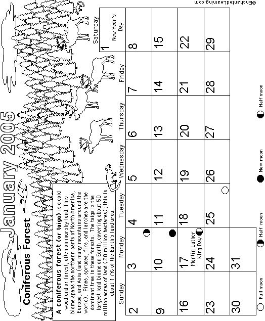 January Calendar 2005 Biomes: EnchantedLearning com