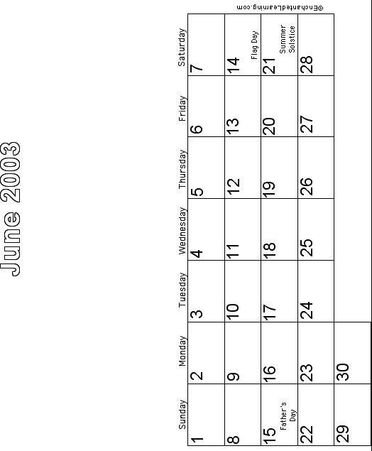 June Calendar 2003: EnchantedLearning com