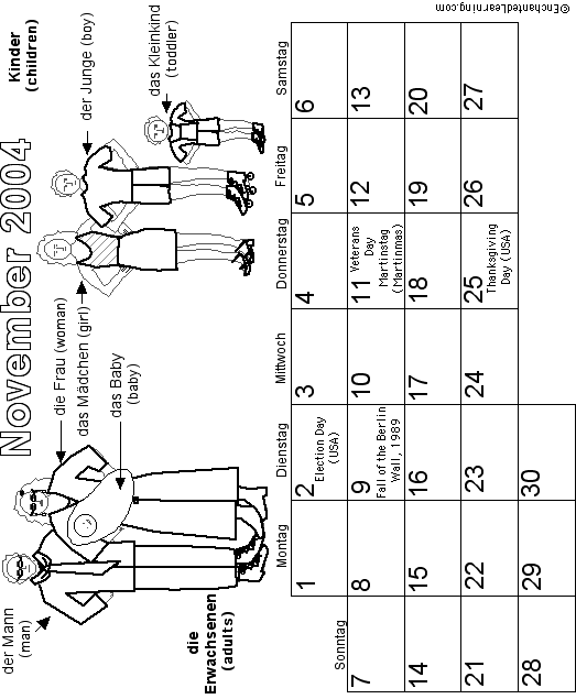 November German Calendar 2004: EnchantedLearning com