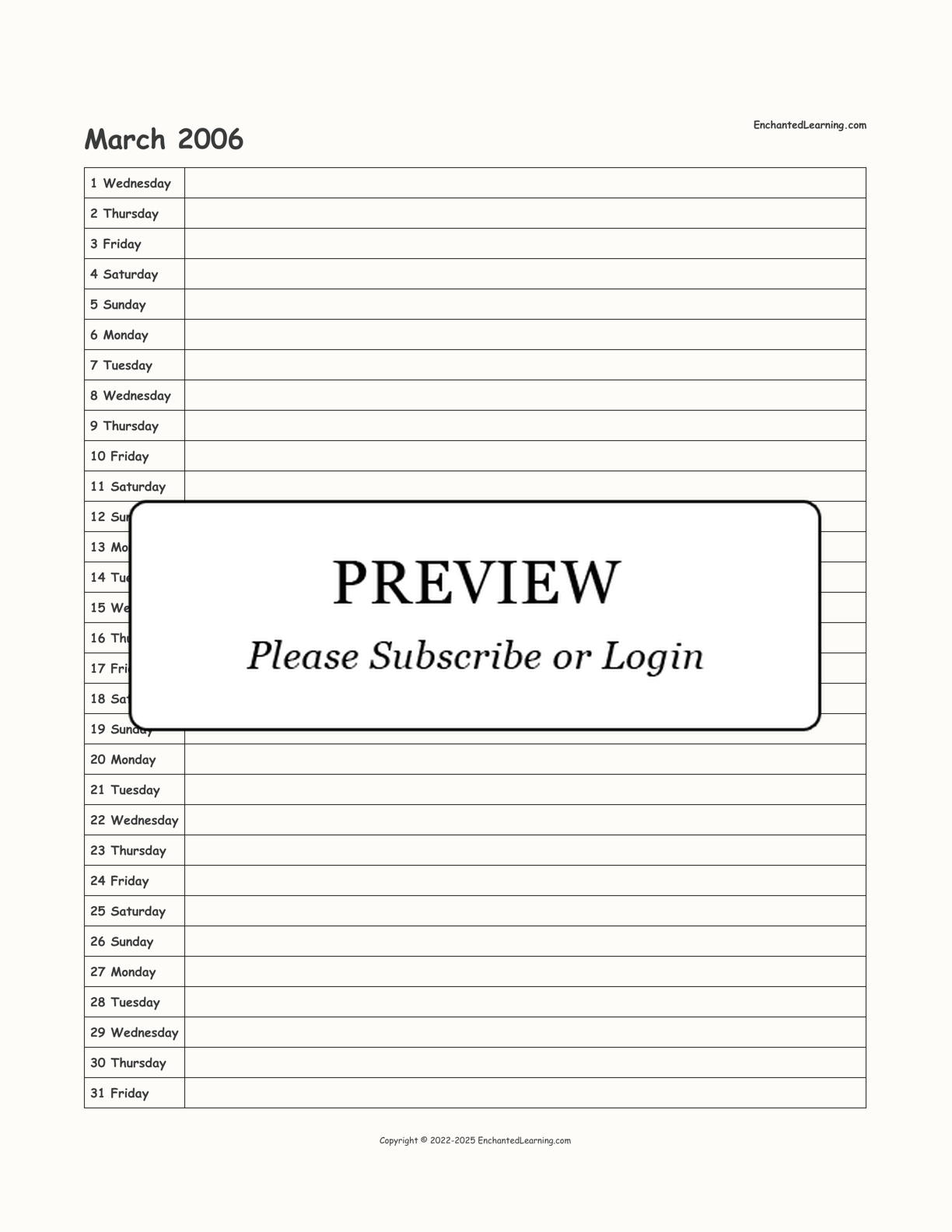 2006 Scheduling Calendar interactive printout page 3