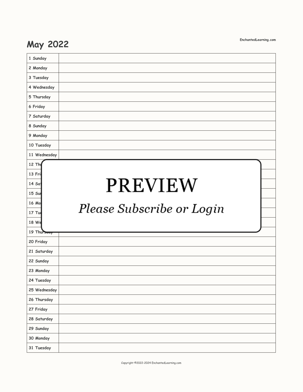 2022 Scheduling Calendar interactive printout page 5