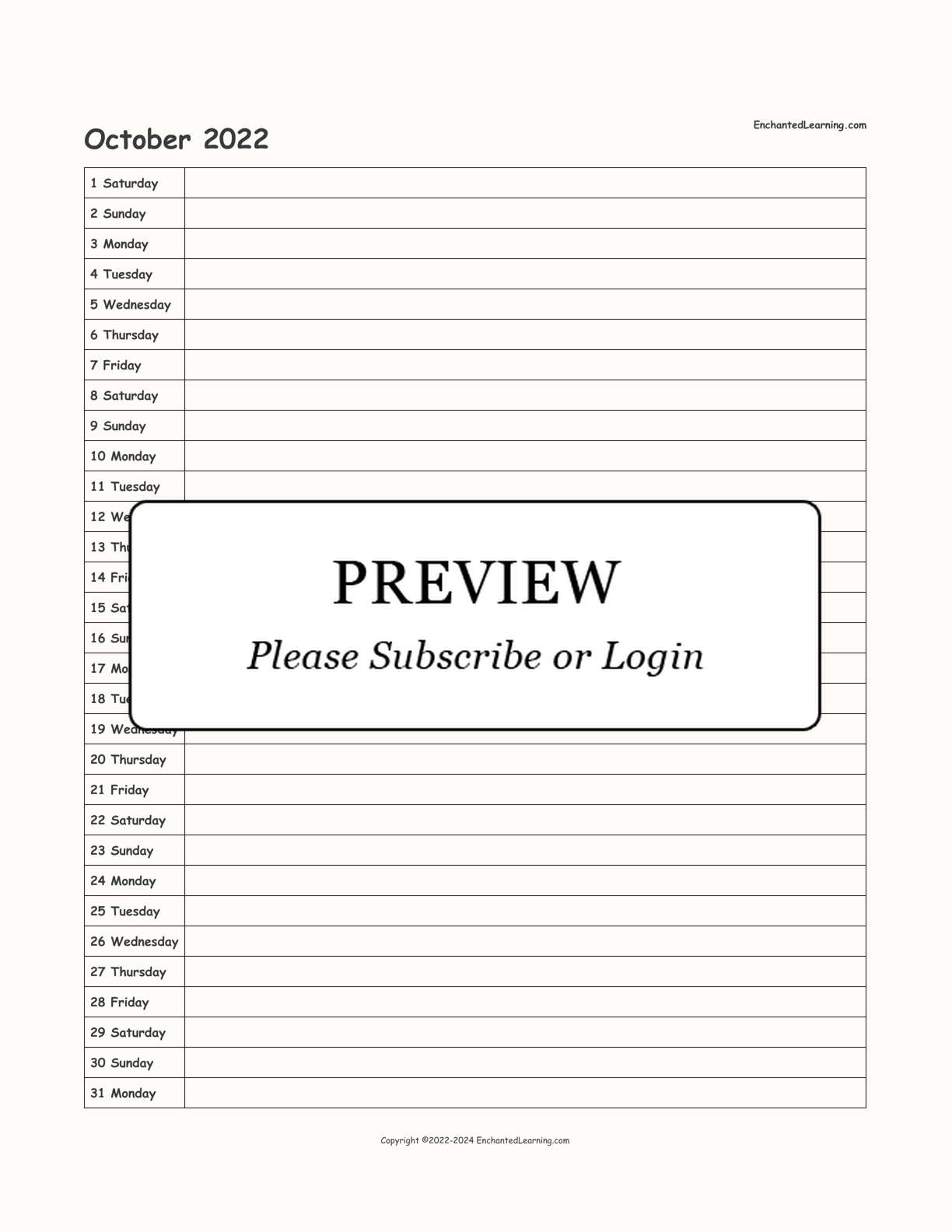 2022 Scheduling Calendar interactive printout page 10