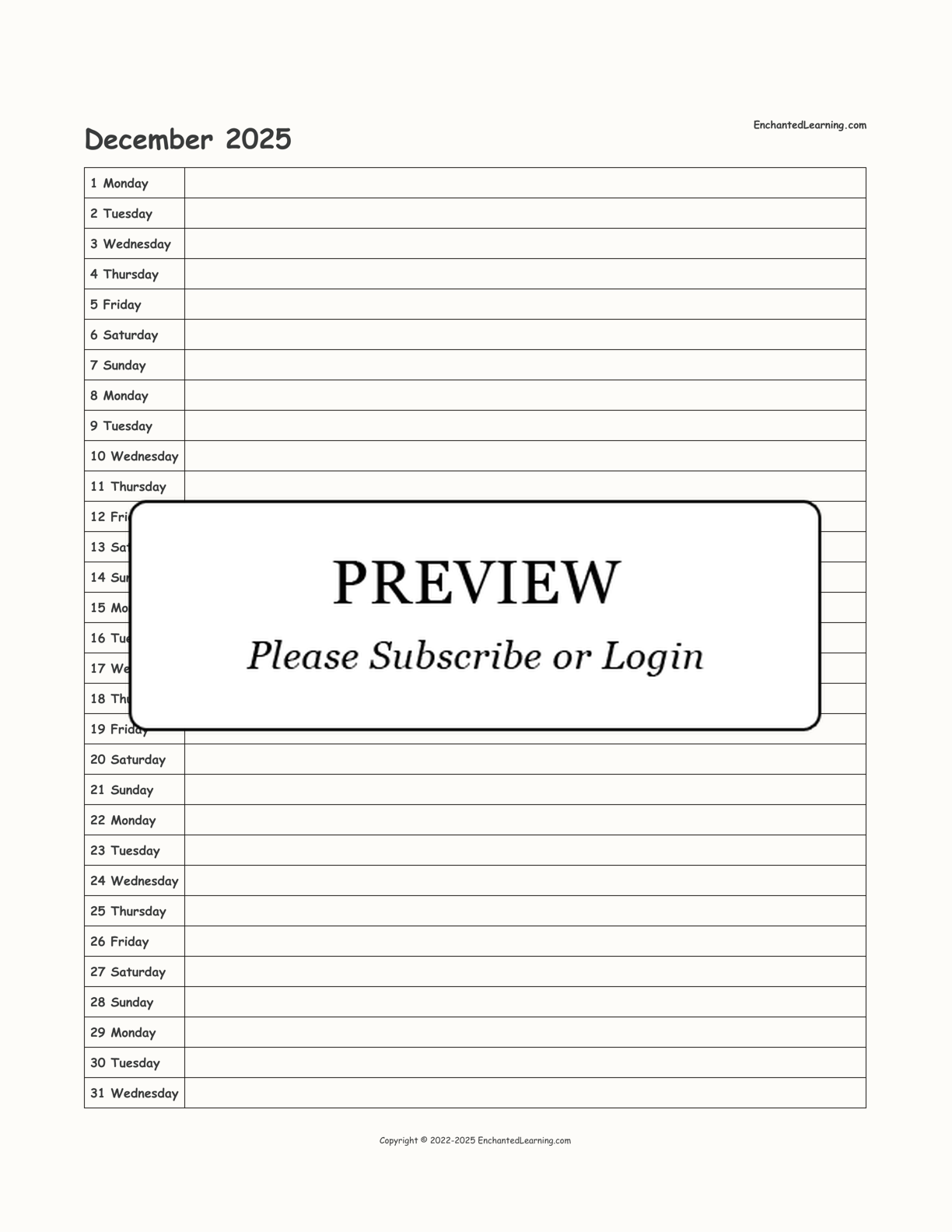 2025-2026 School Calendar Template Printable