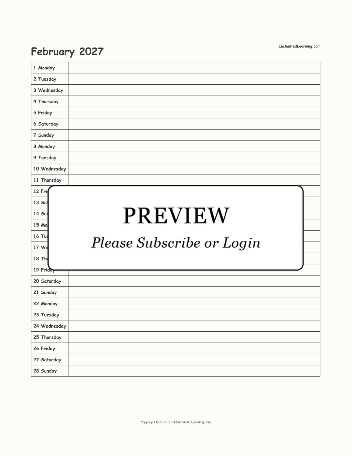 2027 Scheduling Calendar interactive printout page 2