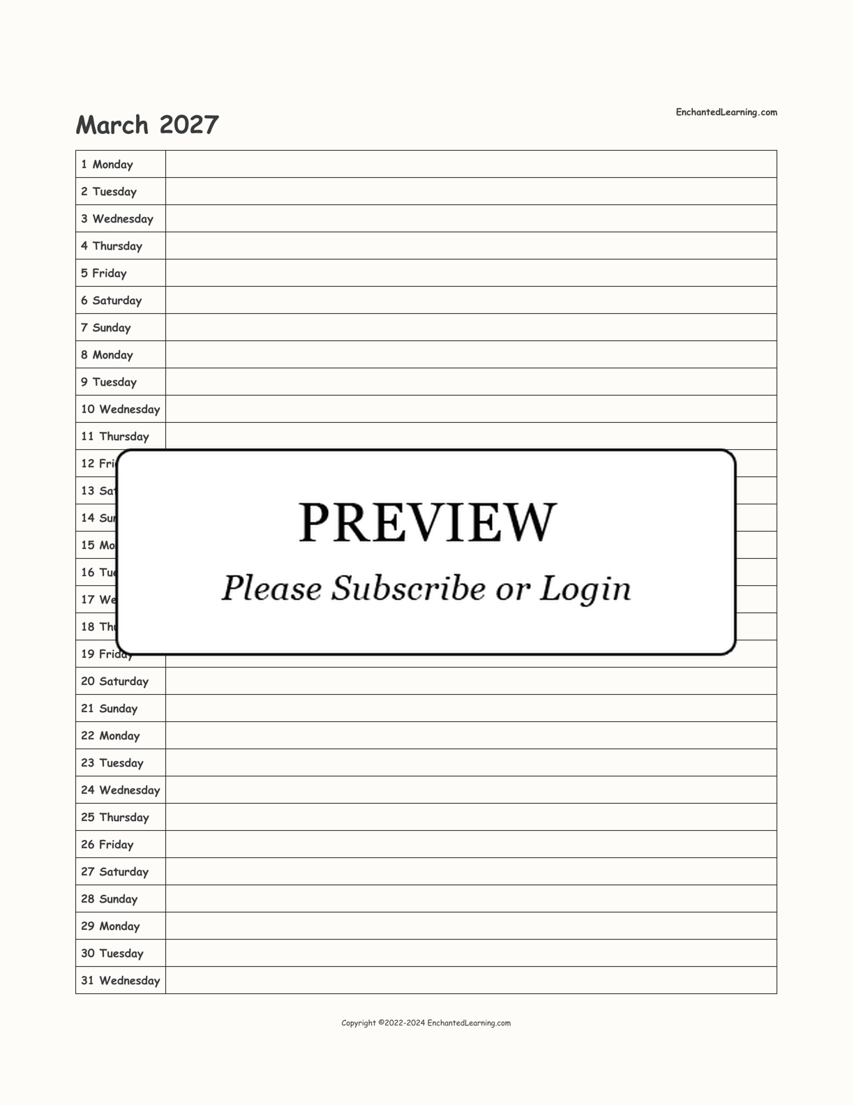 2027 Scheduling Calendar interactive printout page 3