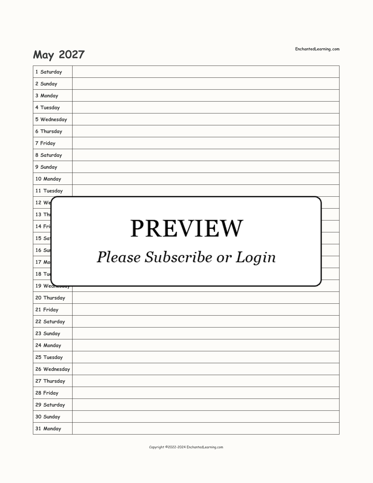2027 Scheduling Calendar interactive printout page 5