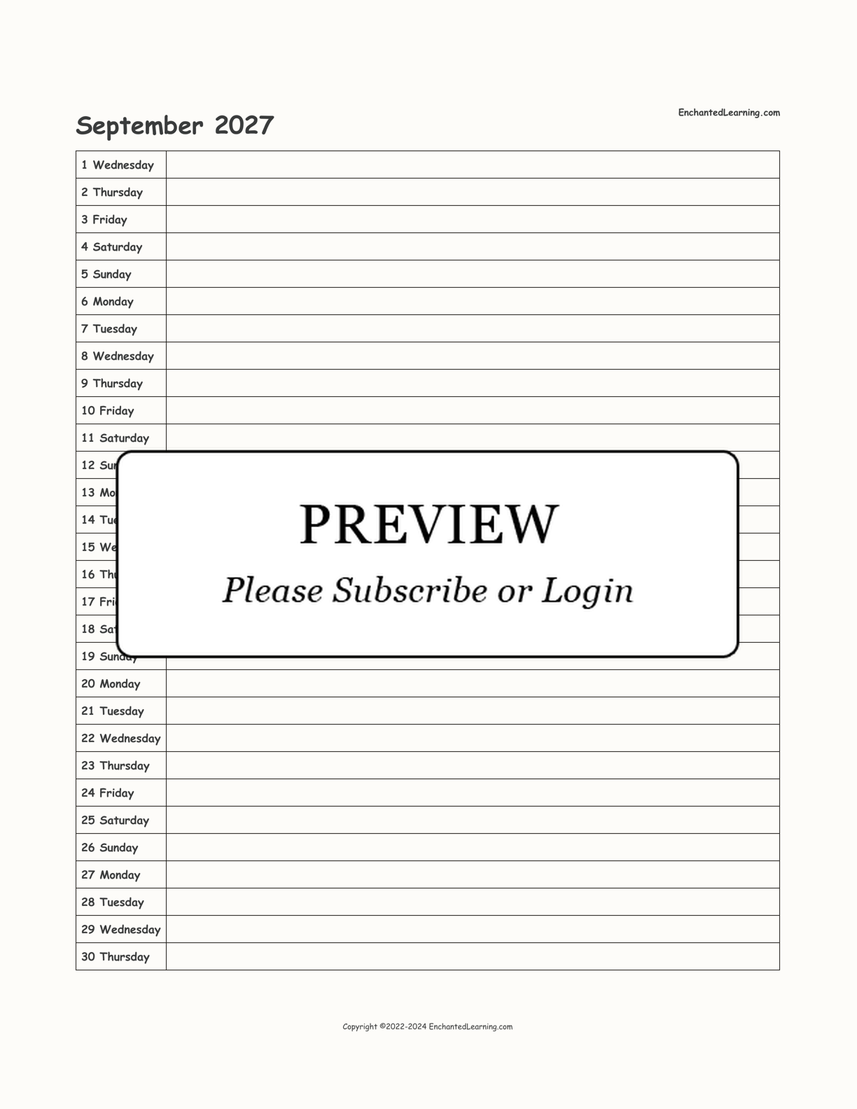 2027 Scheduling Calendar interactive printout page 9