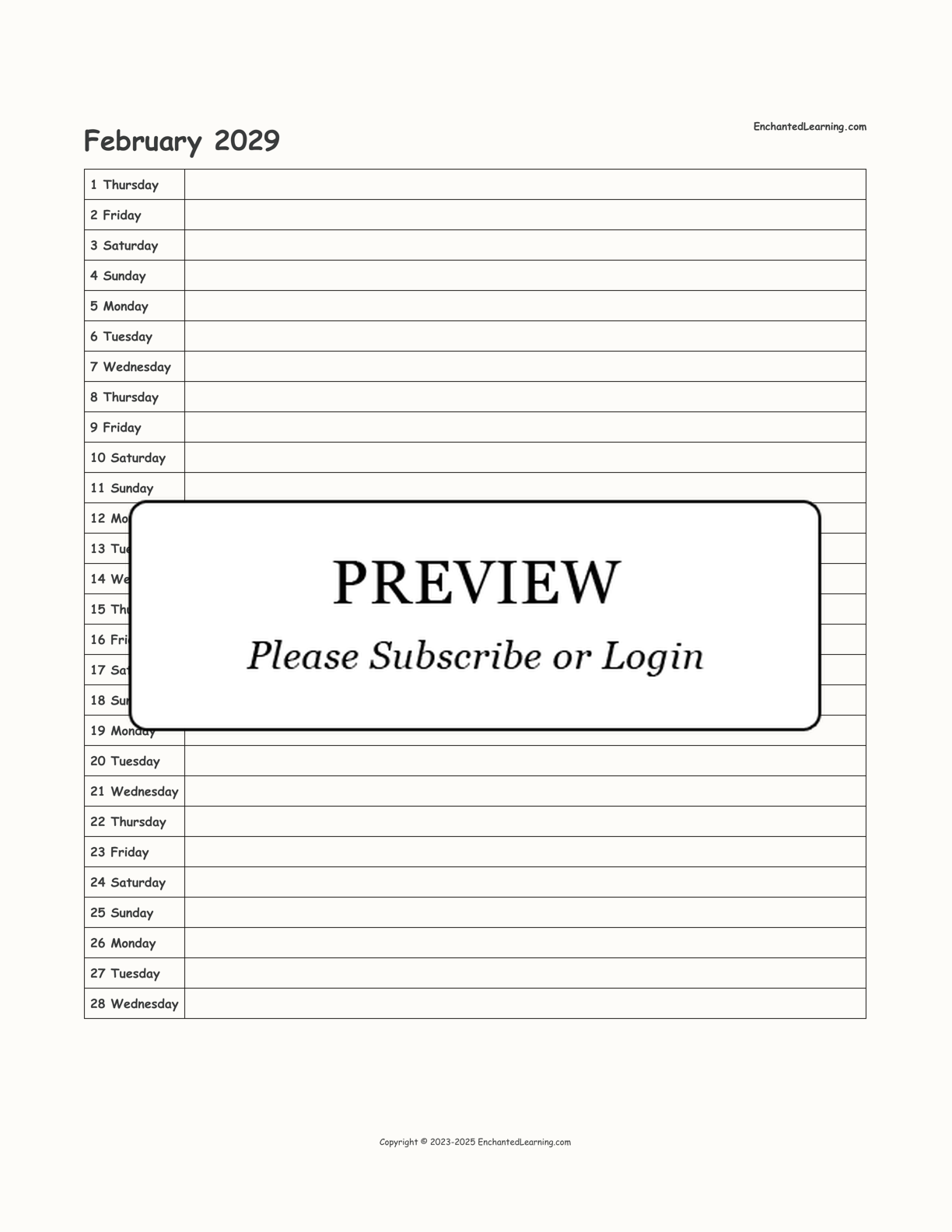 2028-2029 School-Year Scheduling Calendar interactive printout page 8