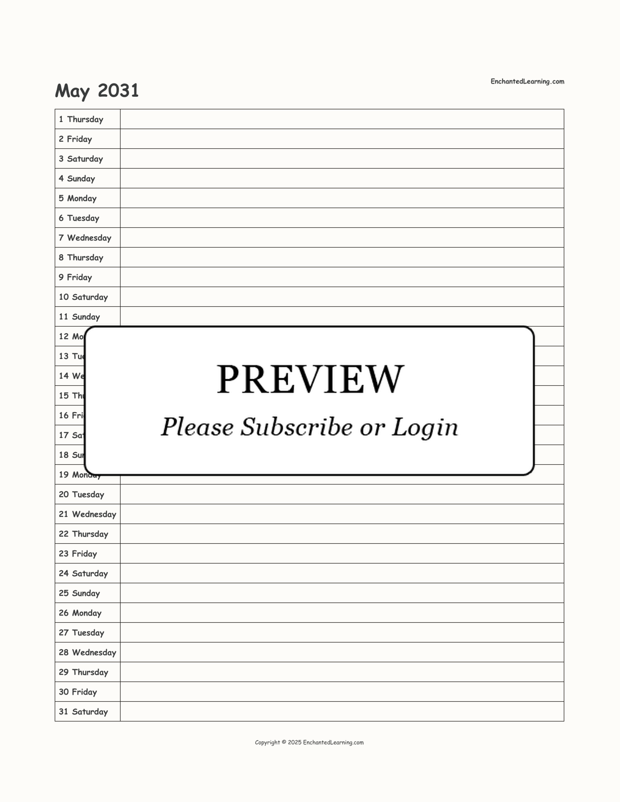 2030-2031 School-Year Scheduling Calendar interactive printout page 11