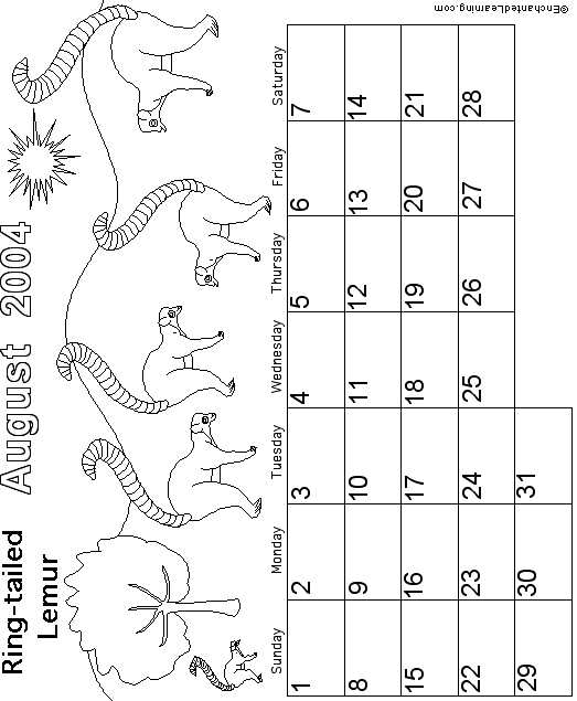 August Calendar 2004: EnchantedLearning com