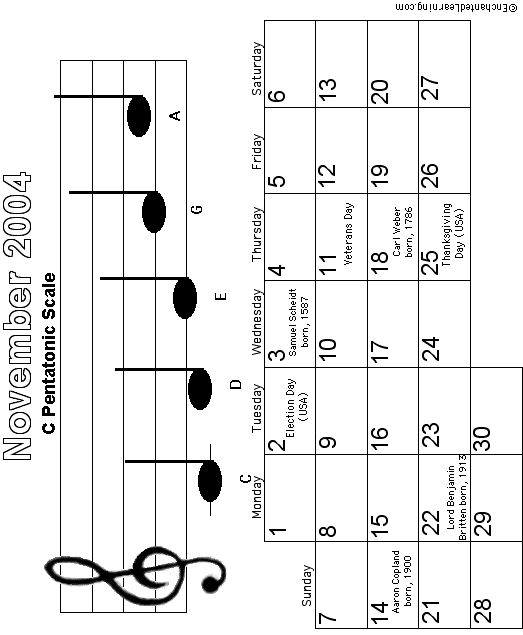 November Calendar 2004: EnchantedLearning com