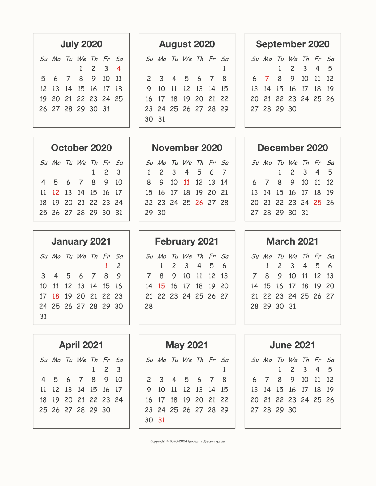2020-2021 Calendar interactive printout page 1