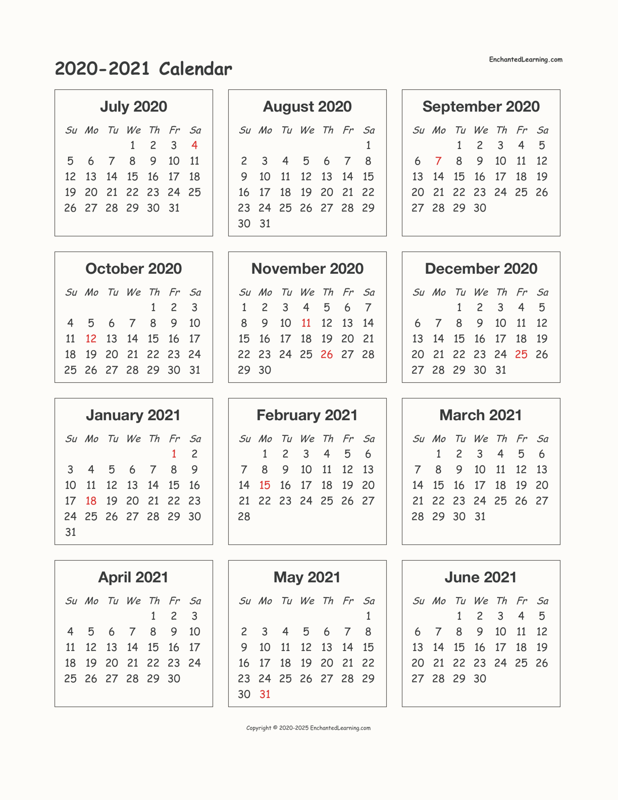 2020-2021 Calendar interactive printout page 1