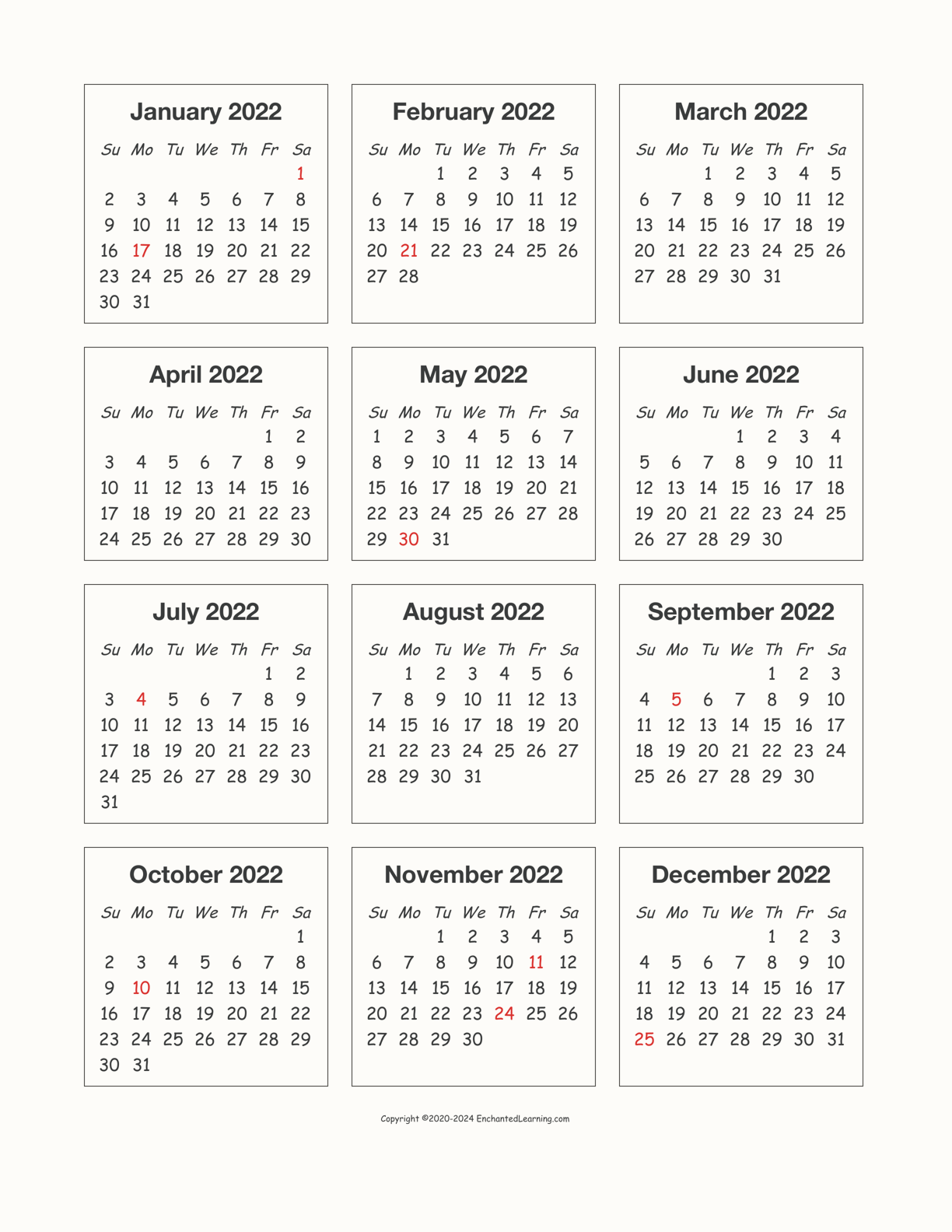 2022 calendar printable one page one page calendar free printable