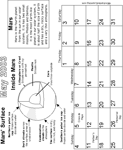 May Calendar 2003: EnchantedLearning com