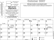 October Calendar 2007 Weather: EnchantedLearning com