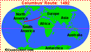 christopher columbus route map Christopher Columbus Explorer Enchantedlearning Com christopher columbus route map