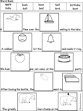 Picture Clozes (Fill-in-the-Blanks) - Dolch Words - Enchanted Learning