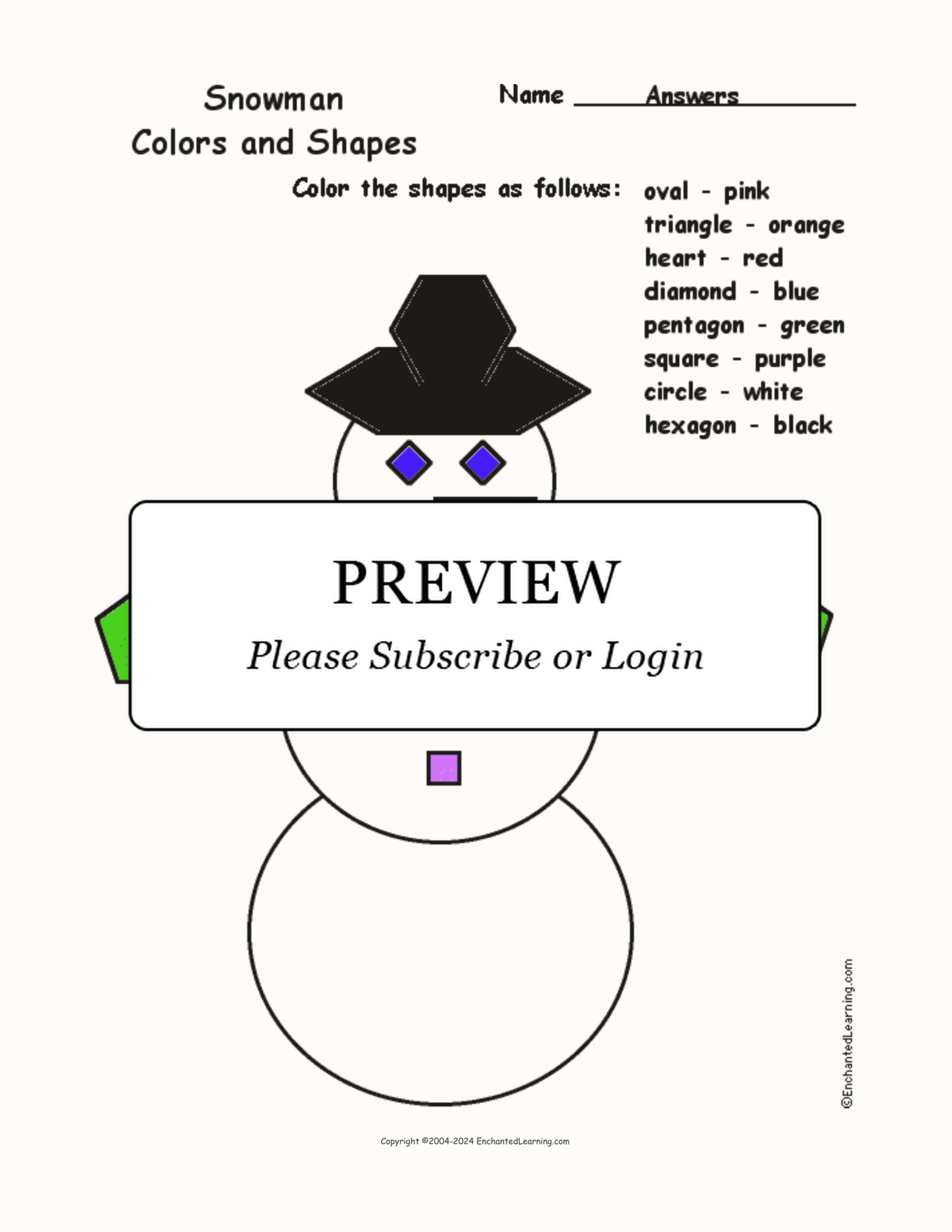 Snowman: Colors and Shapes interactive worksheet page 2