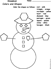 Snowman Coloring Printable: Colors and Shapes