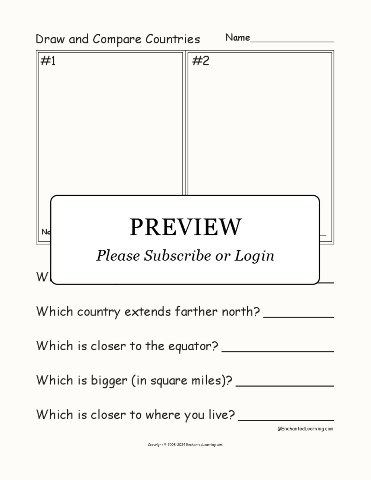 Draw and Compare Countries interactive worksheet page 1