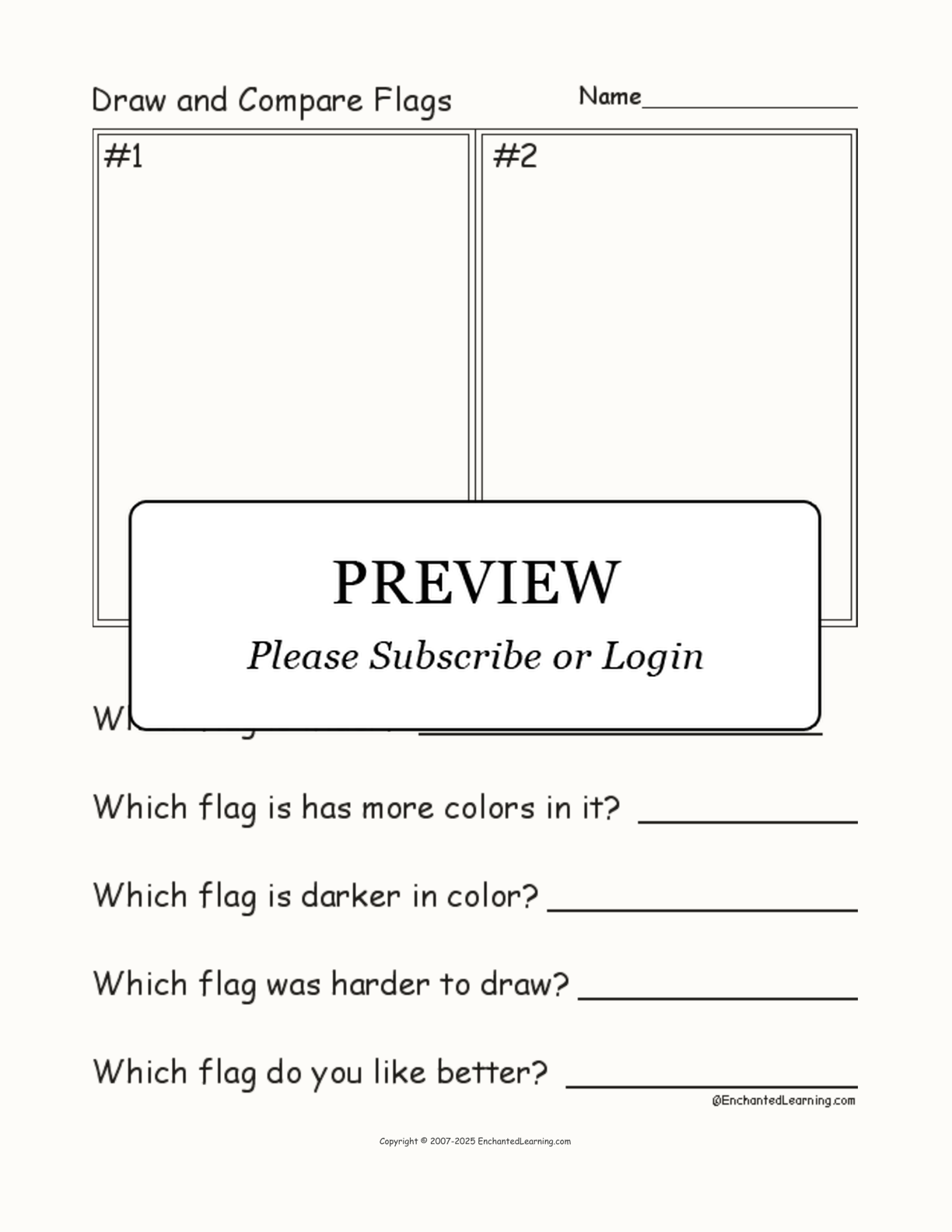 Draw and Compare Flags interactive worksheet page 1