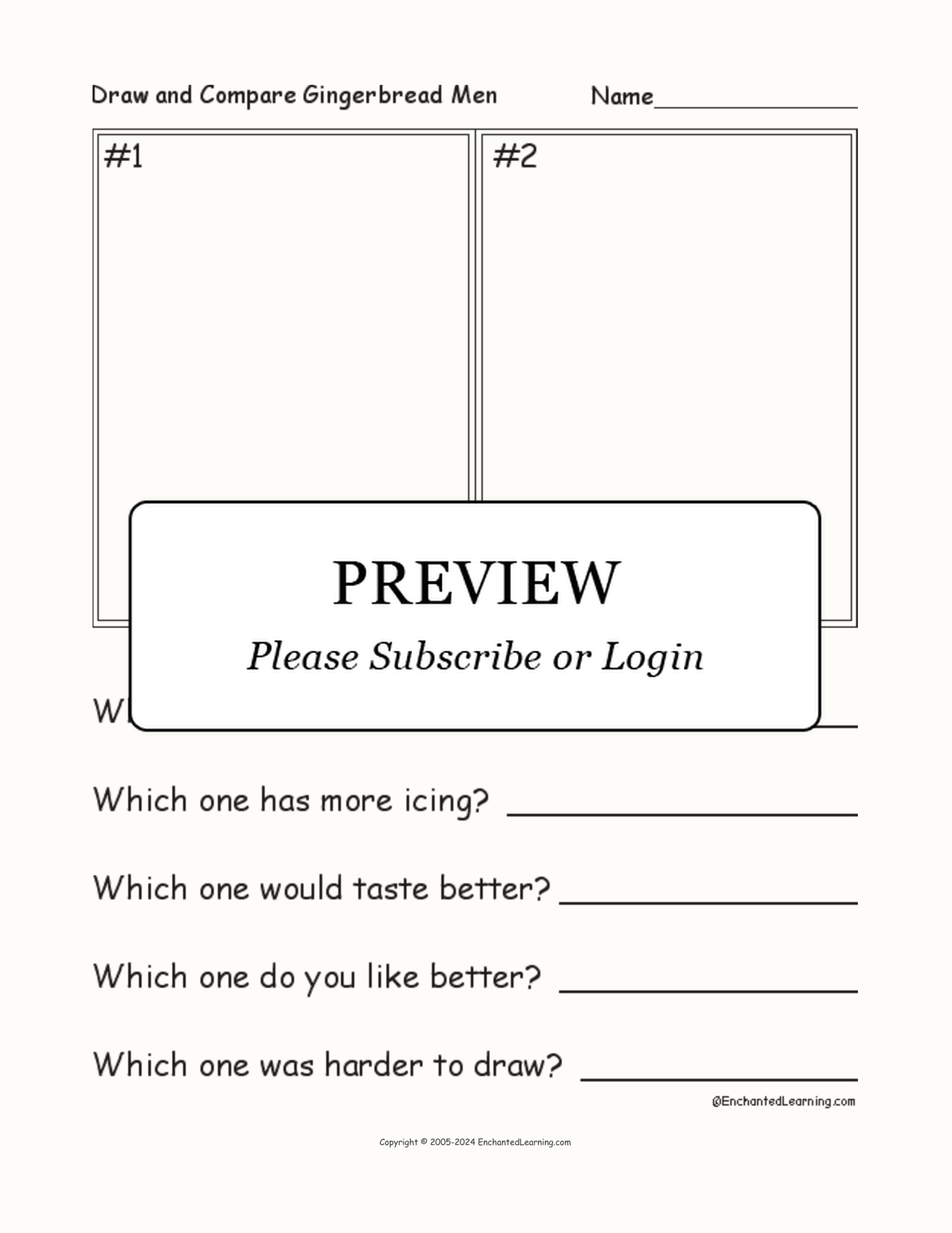 Draw and Compare Two Gingerbread Men interactive worksheet page 1