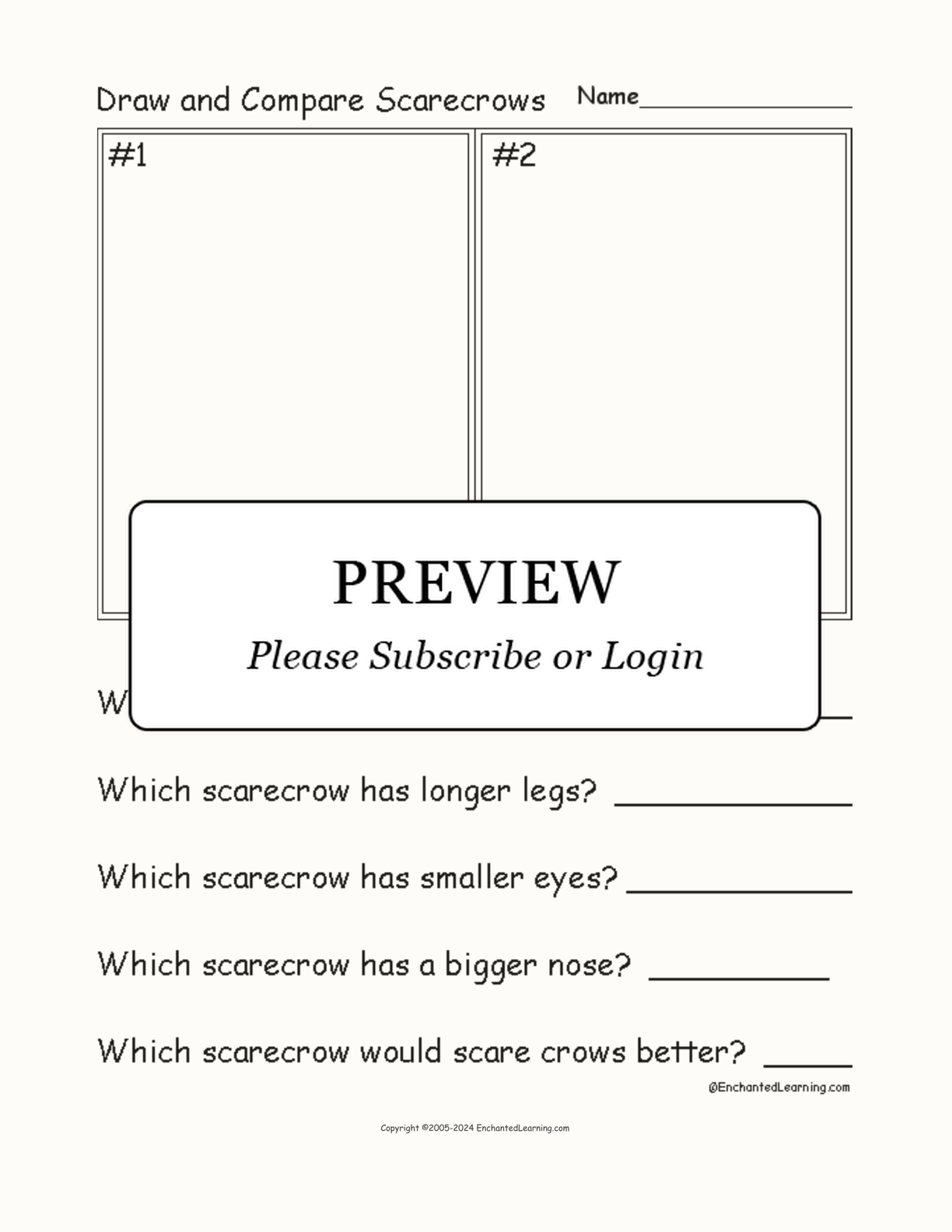 Draw and Compare Scarecrows interactive worksheet page 1