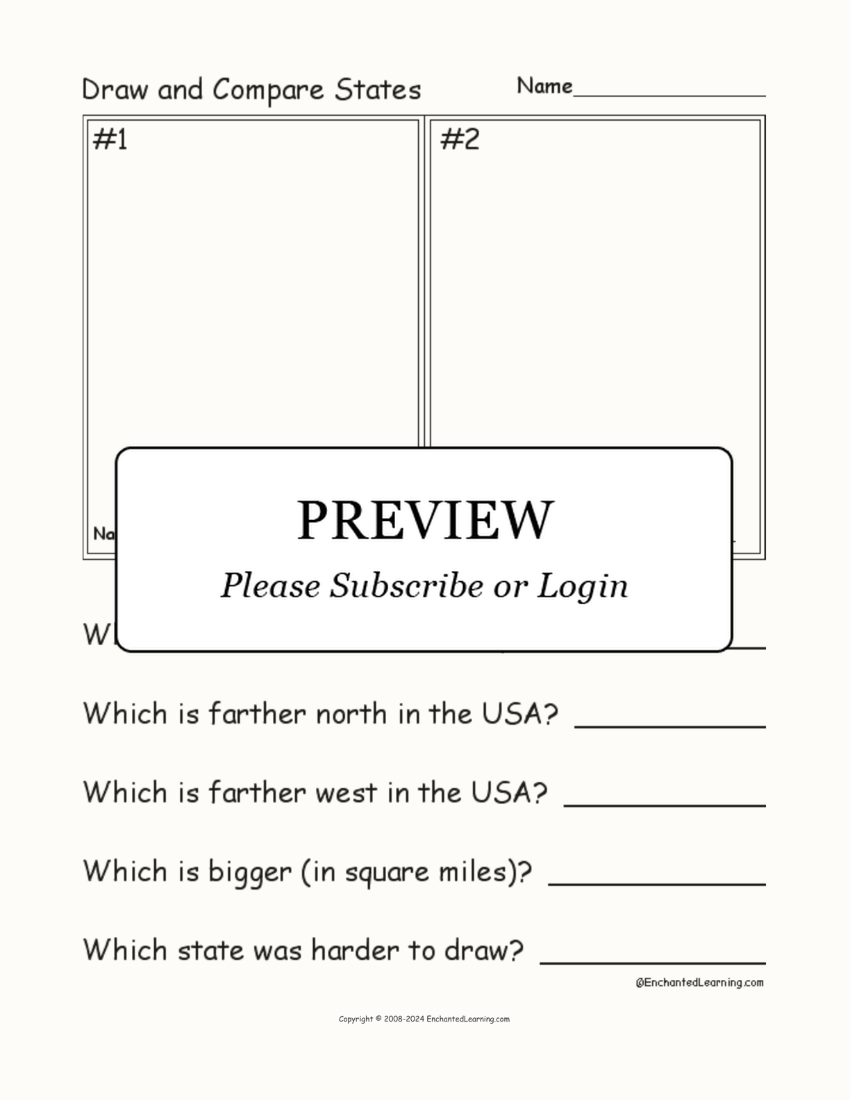 Draw and Compare US States interactive worksheet page 1