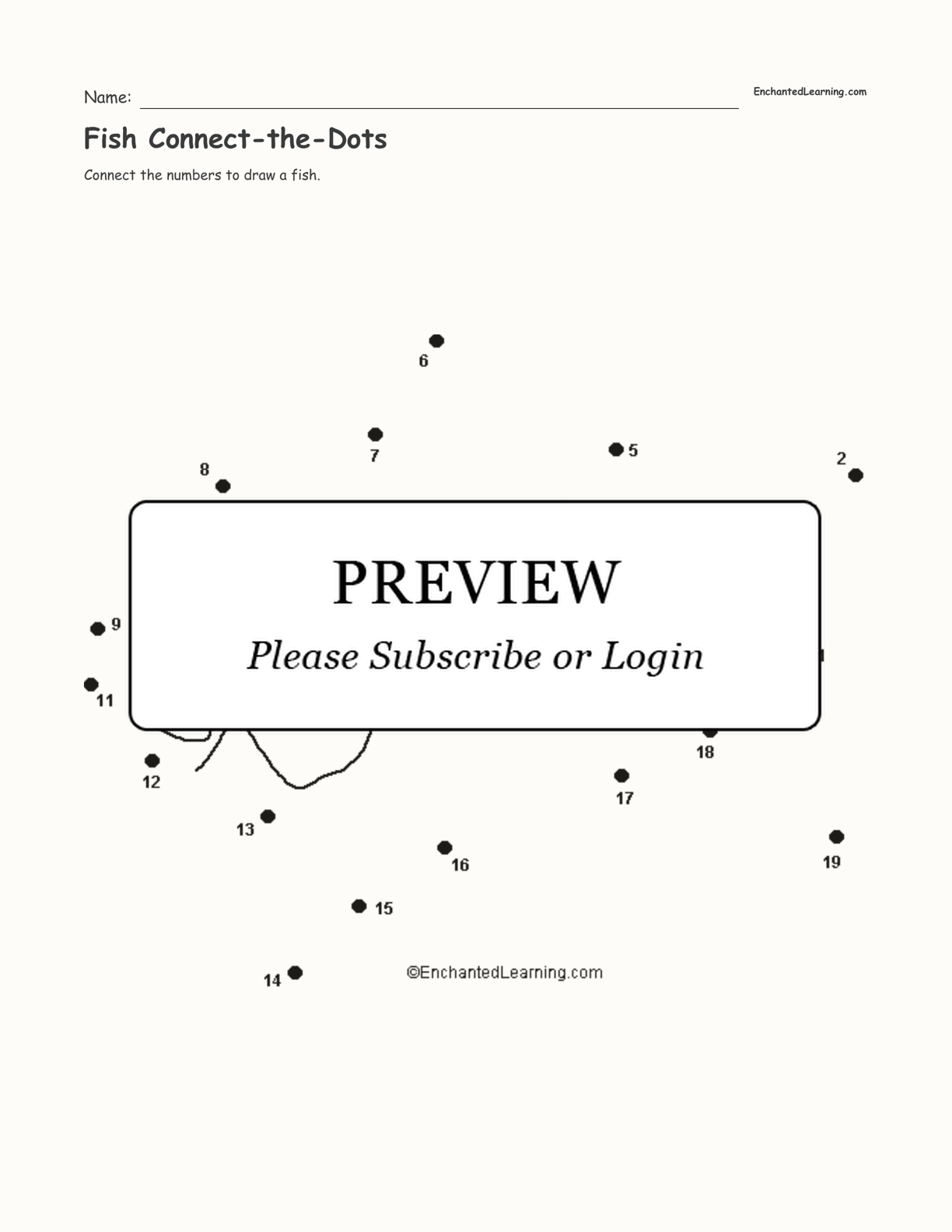 Fish Connect-the-Dots interactive worksheet page 1