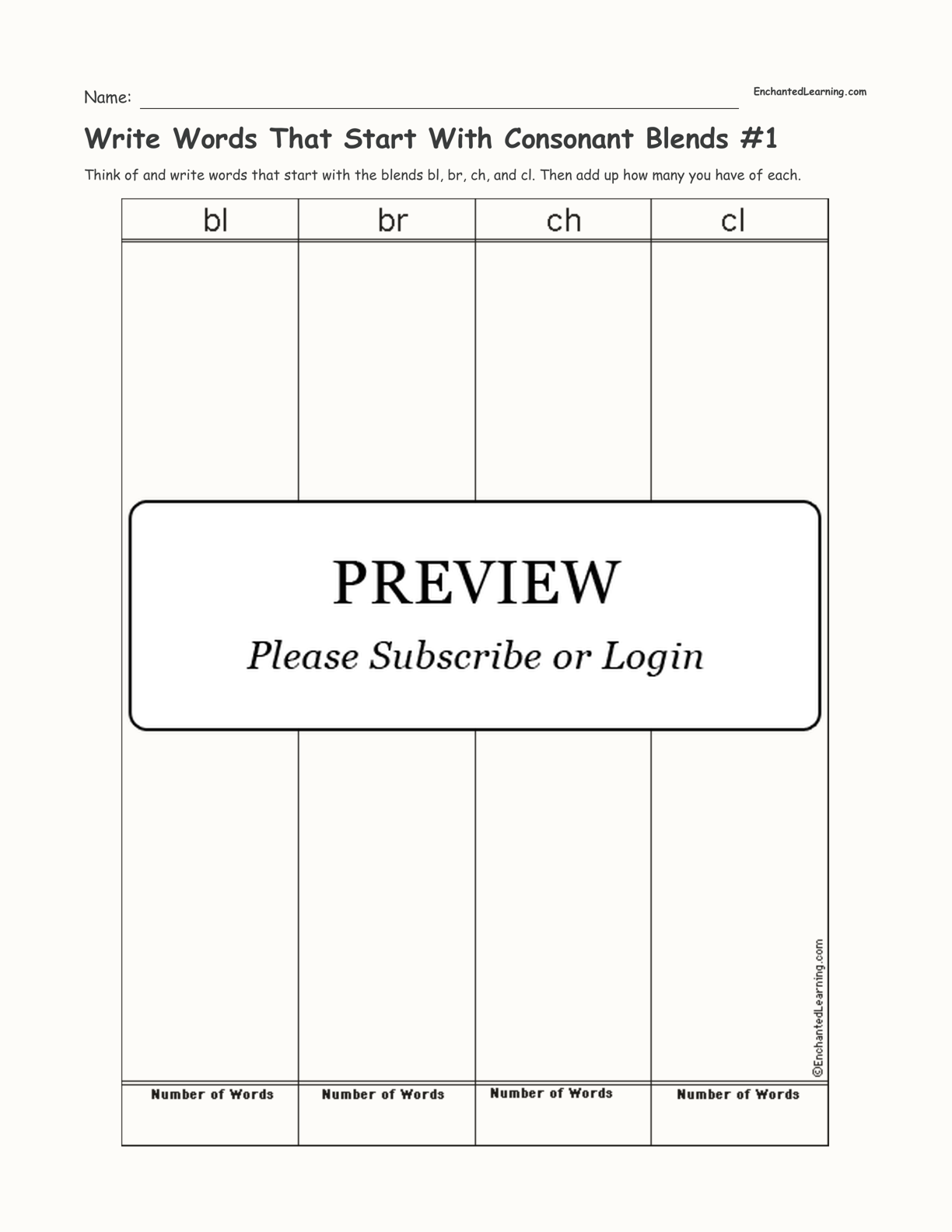 Write Words That Start With Consonant Blends #1 interactive worksheet page 1