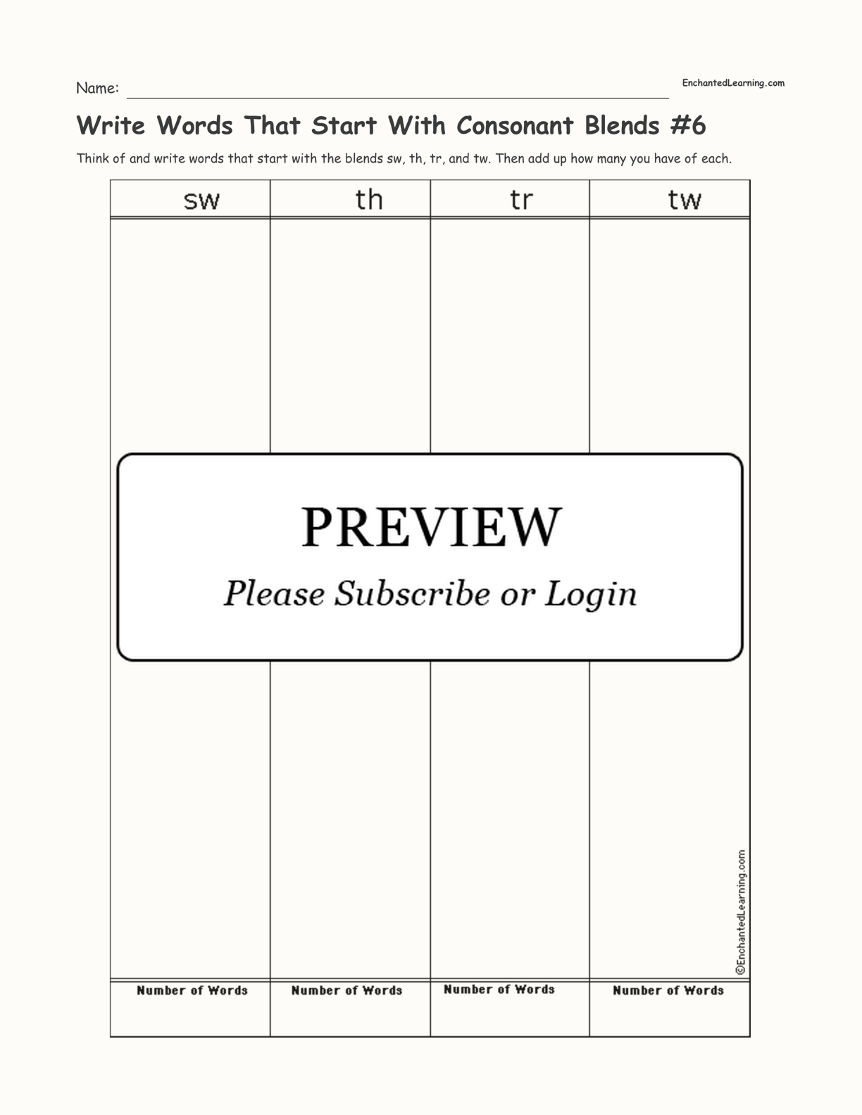 Write Words That Start With Consonant Blends #6 interactive worksheet page 1