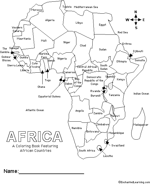 Map Of Africa Coloring Page 