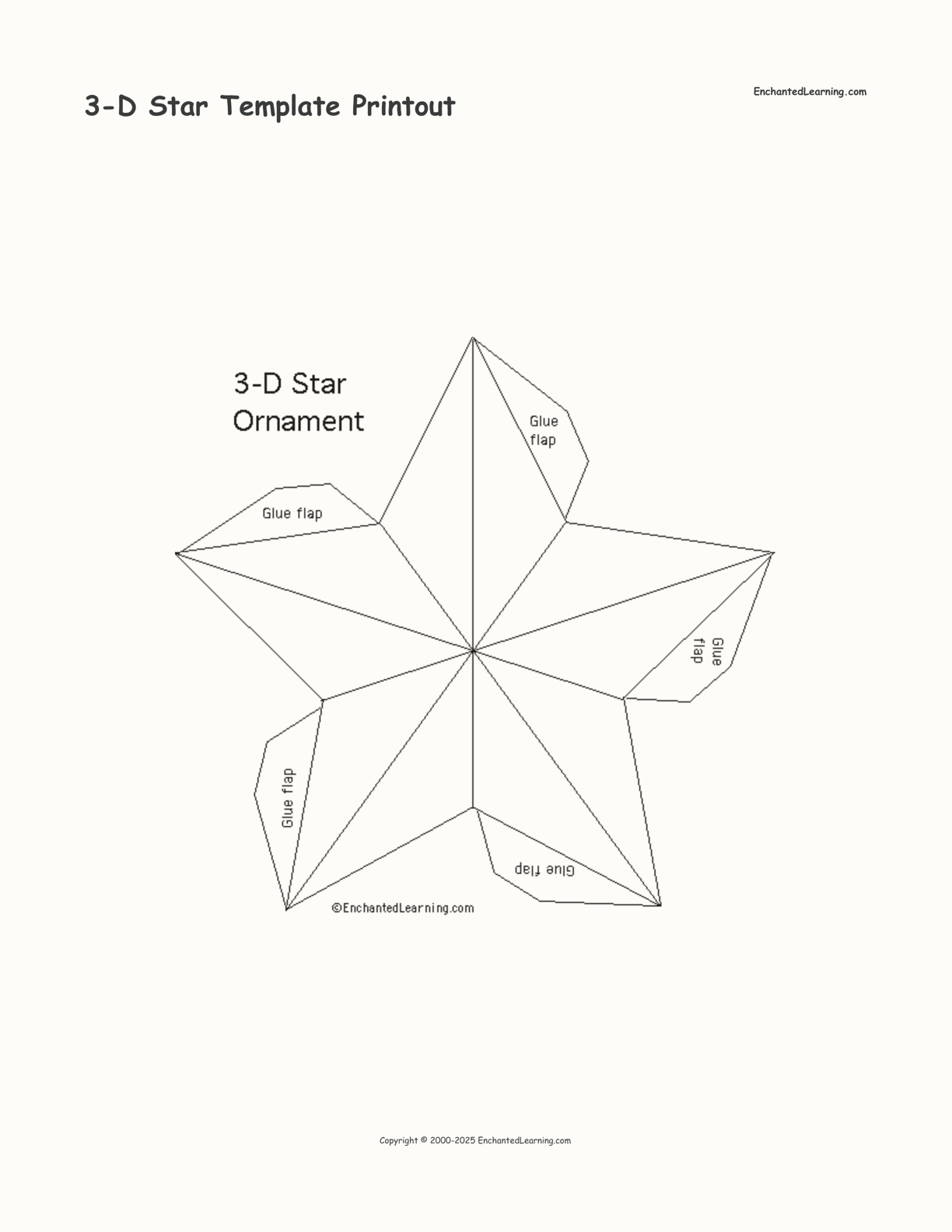 3-D Star Template Printout interactive printout page 1